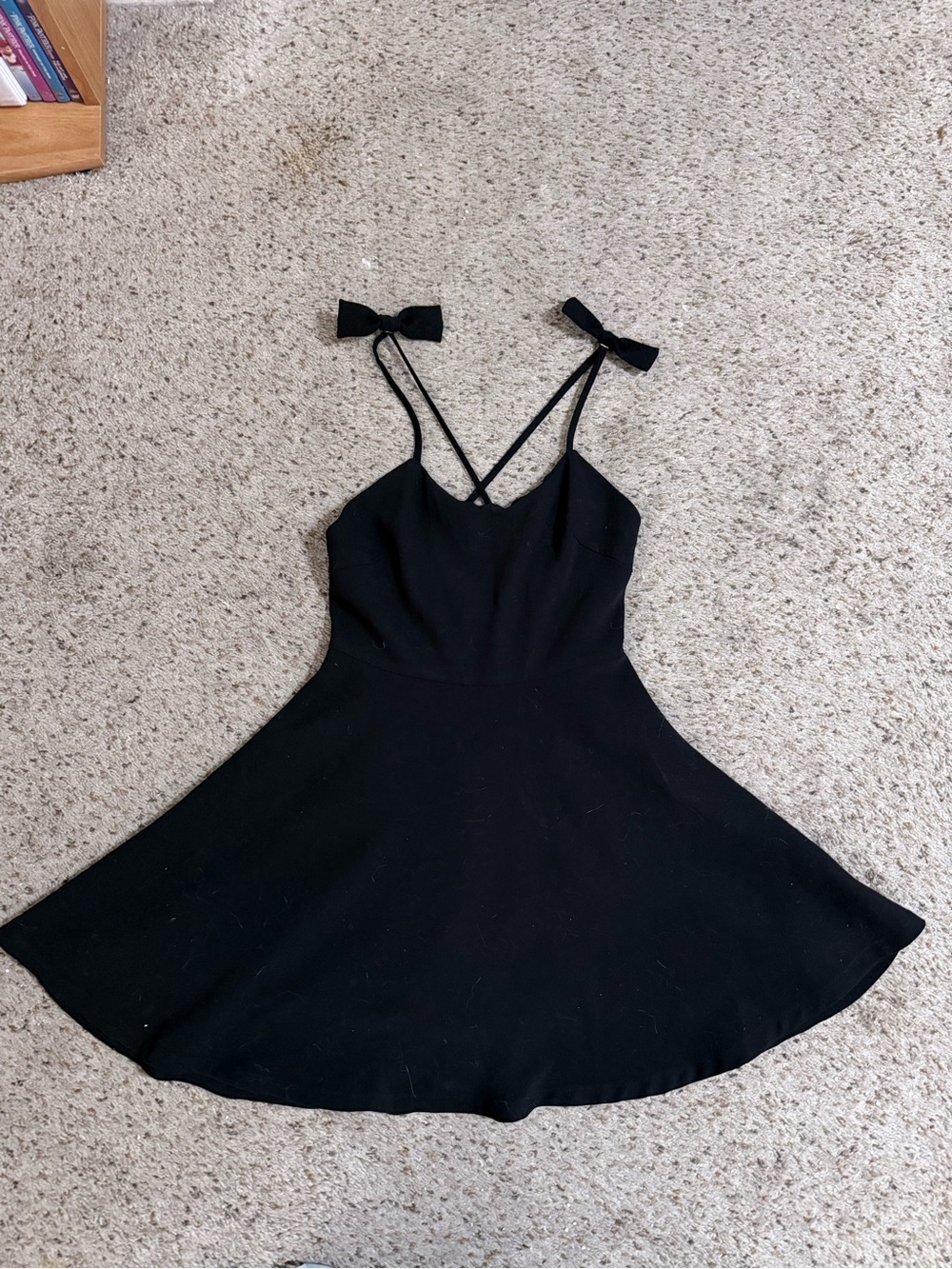 Charming Black LBD Skater Dress with Adjustable Strap Bows